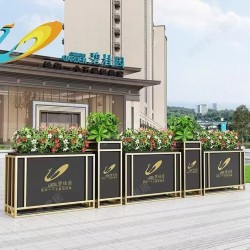 户外铁艺不锈钢组合花箱可移动花坛外摆市政花槽树箱道路围栏定制H075