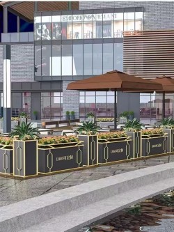 户外铁艺不锈钢组合花箱可移动花坛外摆市政花槽树箱道路围栏定制H074