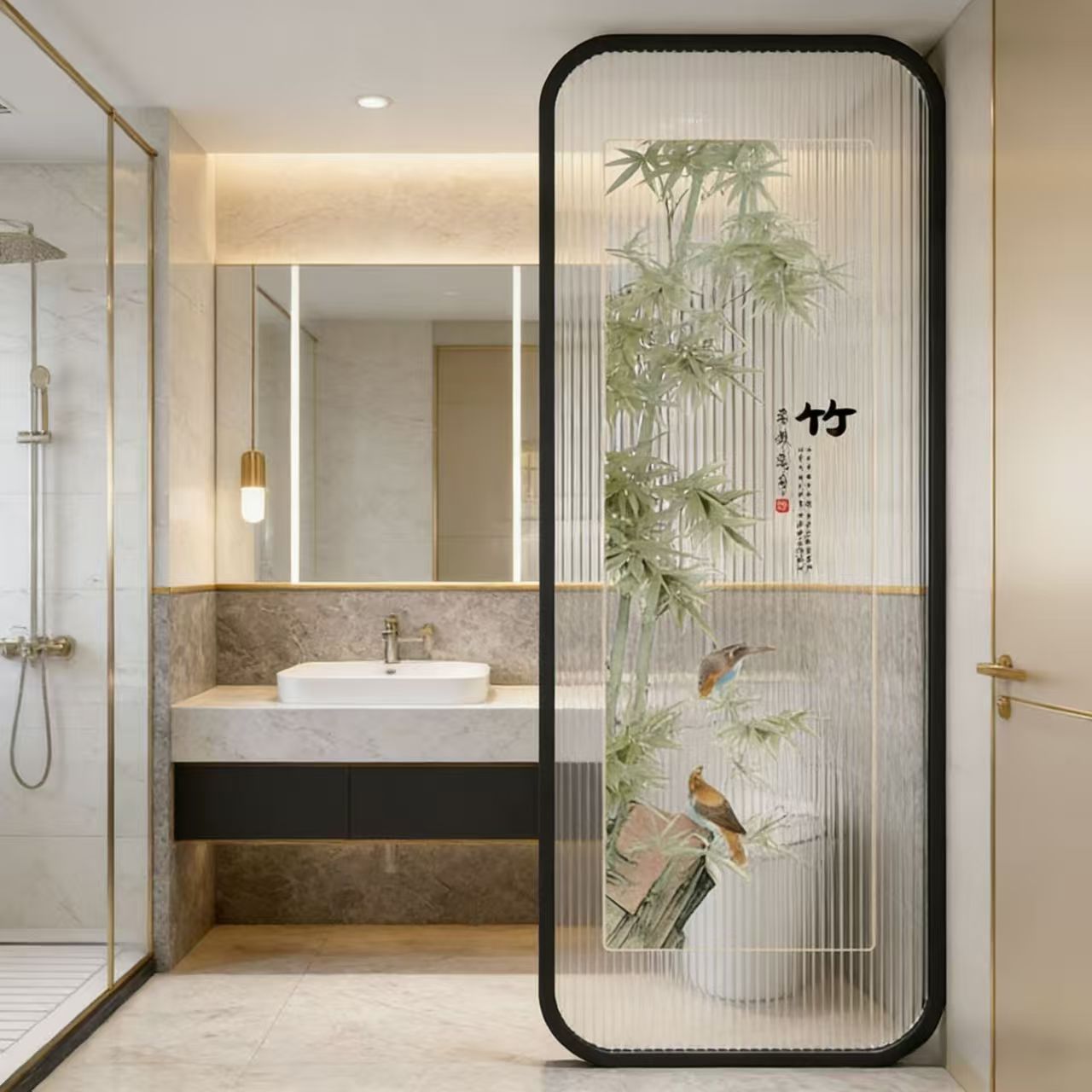 艺术玻璃屏风X171